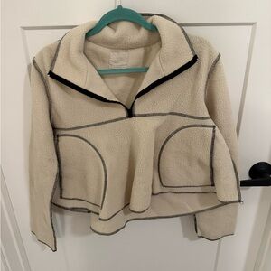 Urban Outfitters Cropped Sherpa Fleece Half Zip Pullover Jacket
